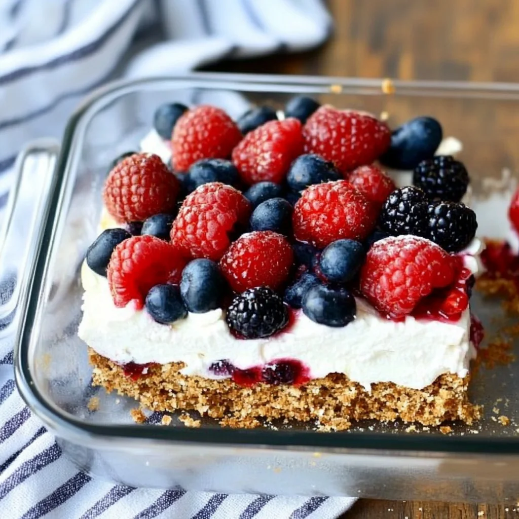 {No Bake} Berry Pretzel Dessert
