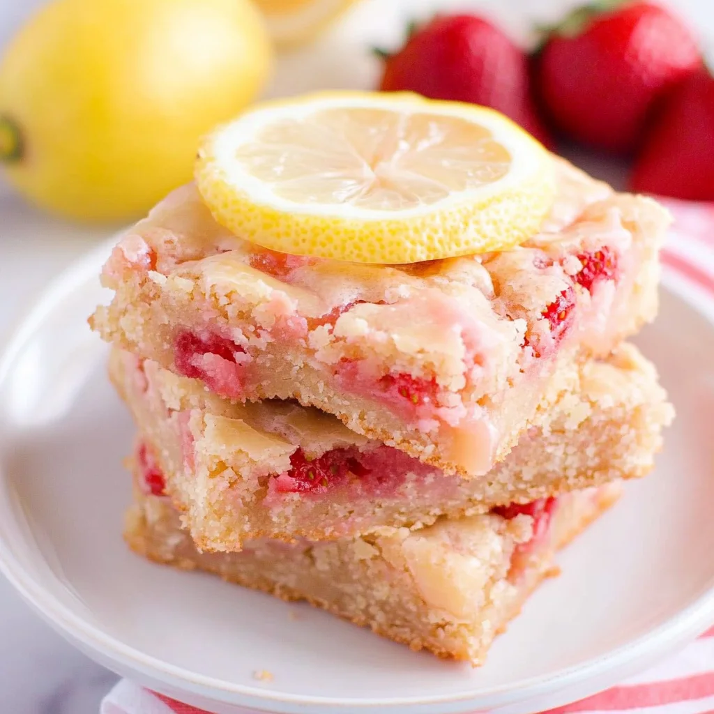 Strawberry Lemon Blondies