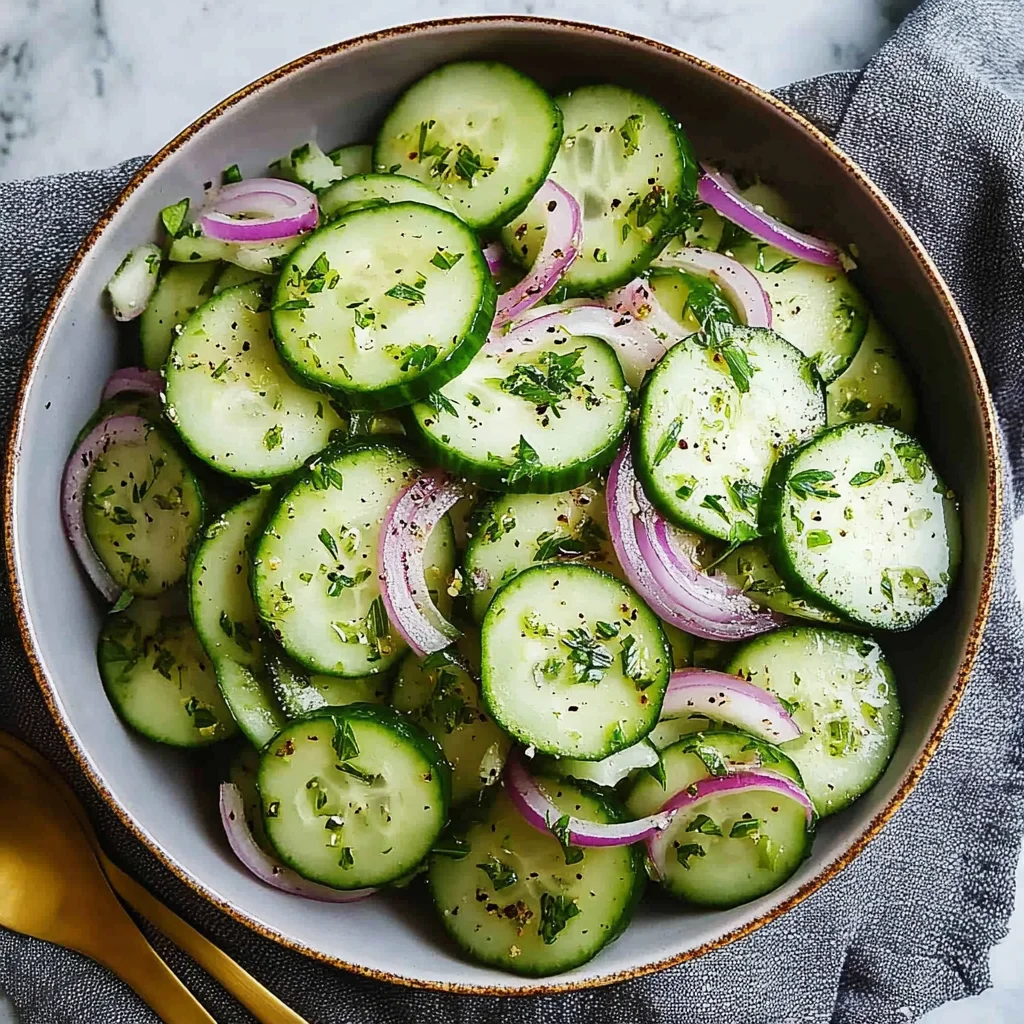 Cucumber Onion Salad with Mustard Vinaigrette