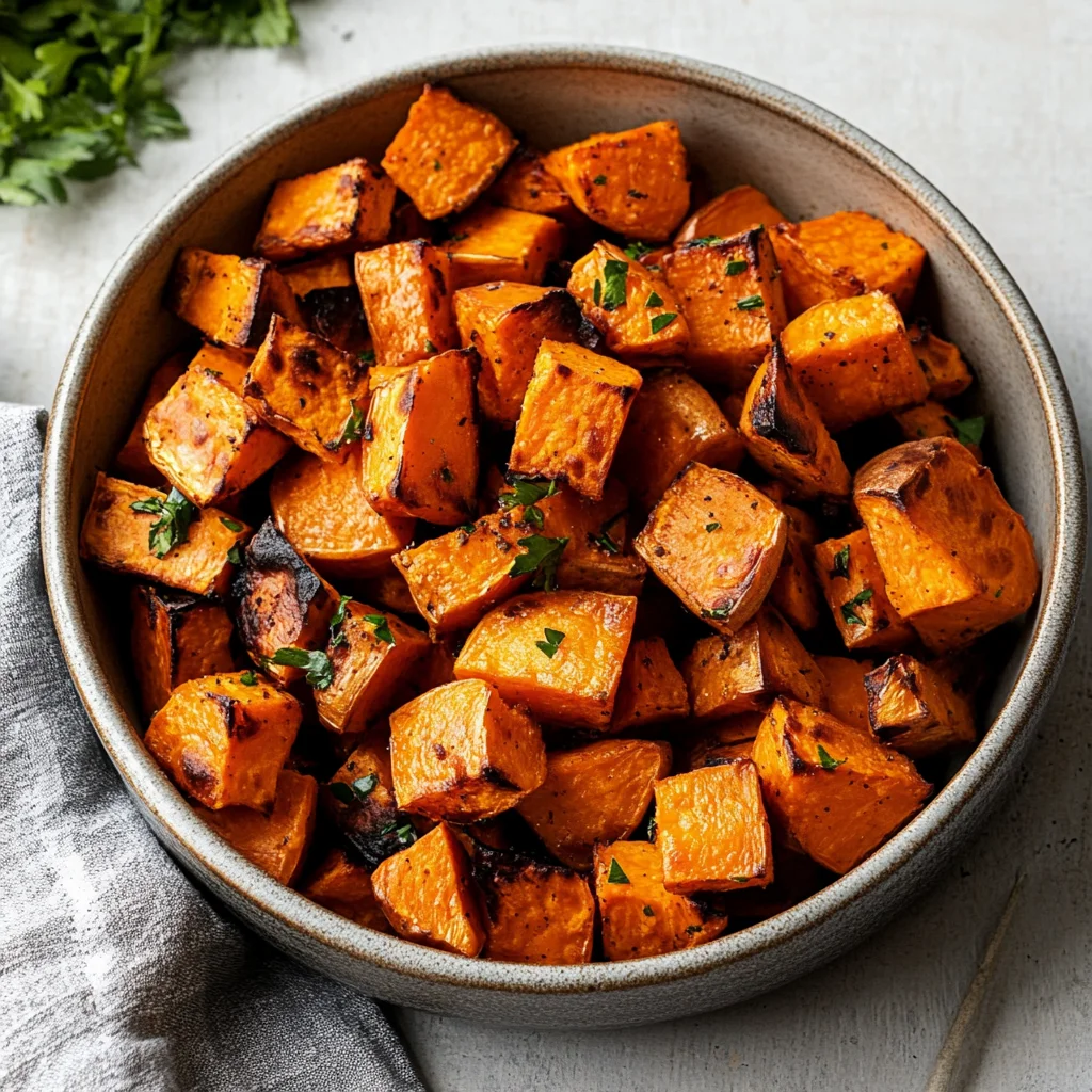 One Pan Roasted Sweet Potatoes