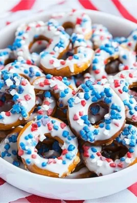 Patriotic Chocolate Covered Pretzels
