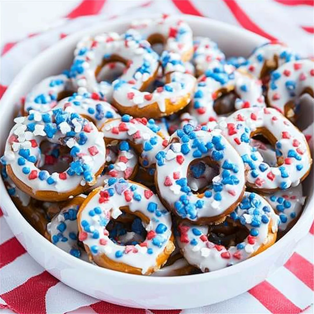 Patriotic Chocolate Covered Pretzels