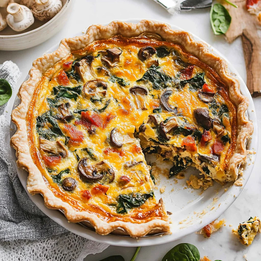 Turkey Mushroom Spinach Quiche
