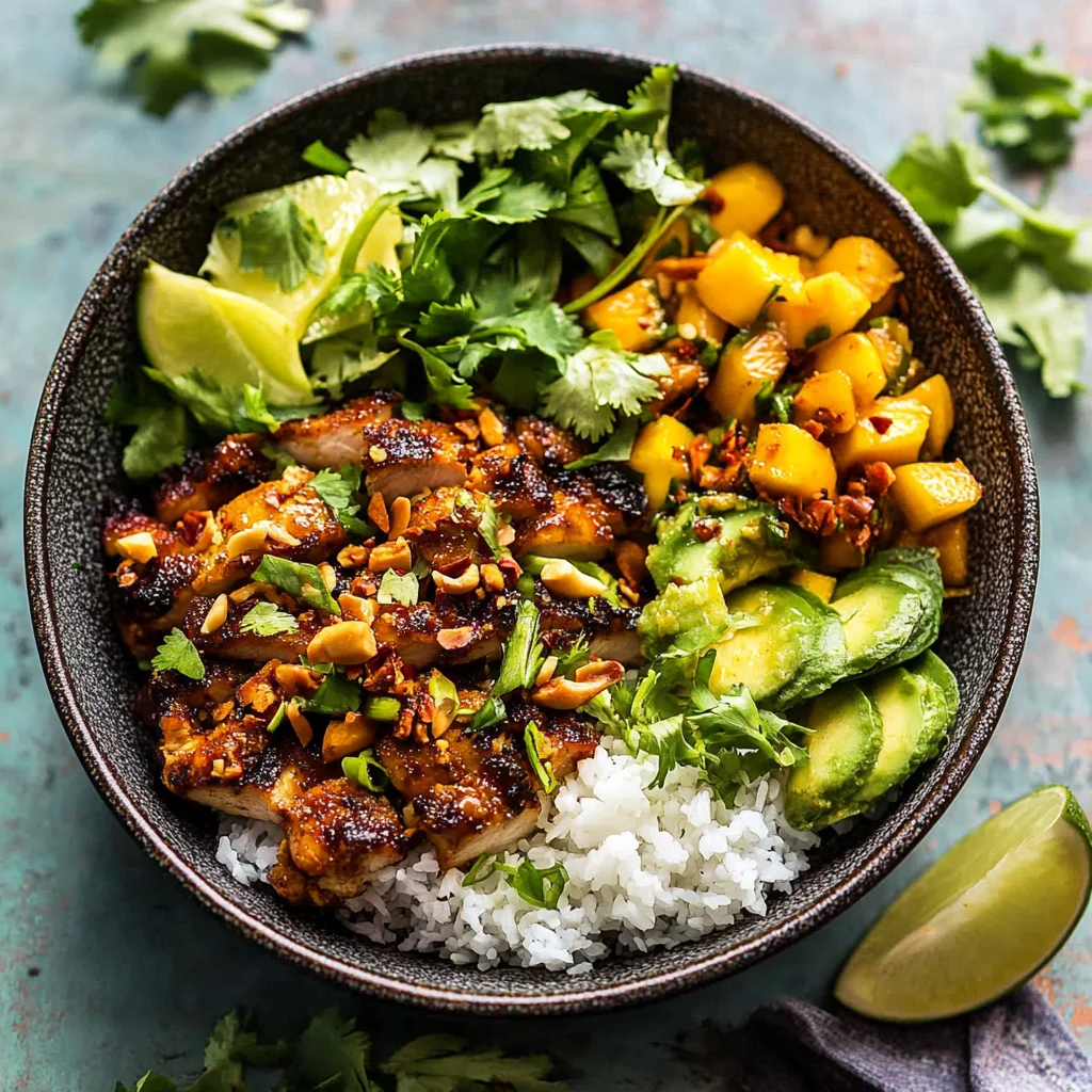 Crispy Thai Chicken Bowls with Mango Herb Salad