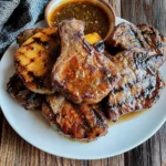 Juicy Grilled beef Chops with Spicy Peach Glaze