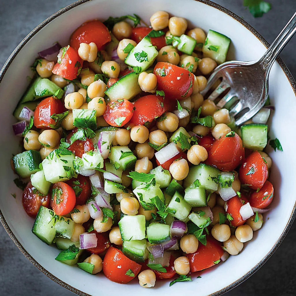 Marinated Chickpeas with Tomatoes and Cucumber
