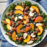 Summer Kale Salad with Peaches and Candied Pecans