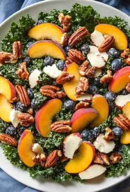 Summer Kale Salad with Peaches and Candied Pecans
