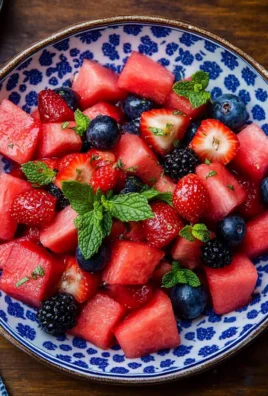 Watermelon Fruit Salad with Lime Mint Dressing