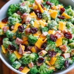 Broccoli Turkey Bacon Salad with Raisins and Cheddar Cheese