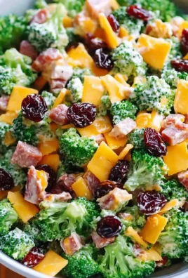 Broccoli Turkey Bacon Salad with Raisins and Cheddar Cheese