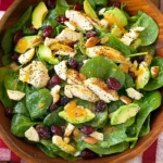 Cranberry Avocado Spinach Salad with Chicken and Orange Poppy Seed Dressing