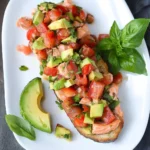 Grilled Salmon Bruschetta with Avocado