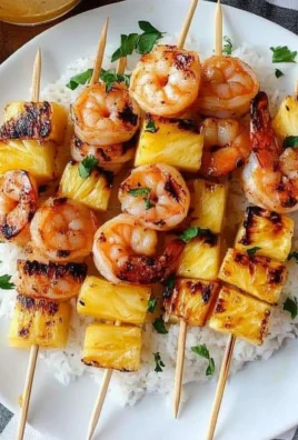 Grilled Shrimp and Pineapple Skewers over Coconut Rice