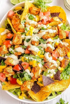 Loaded Chicken Taco Salad with Creamy Lime-Cilantro Dressing