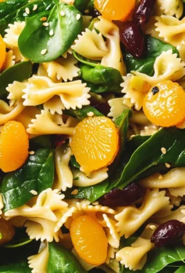 Mandarin Pasta Spinach Salad with Teriyaki Dressing