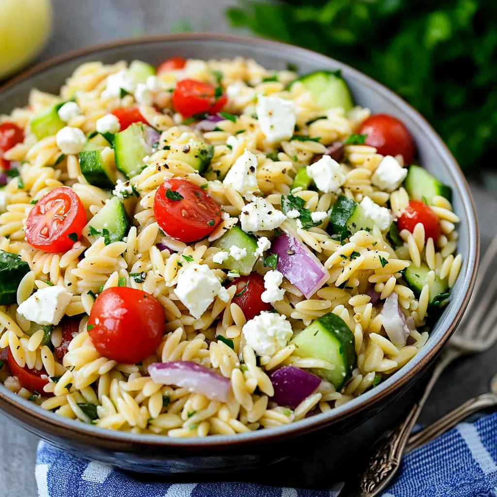 Orzo Pasta Salad Recipe with Feta