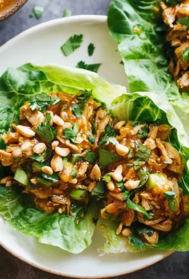 Peanut Chicken Lettuce Wraps with Ginger Garlic Sauce