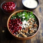 Pomegranate, Kale, and Wild Rice Salad with Walnuts and Feta