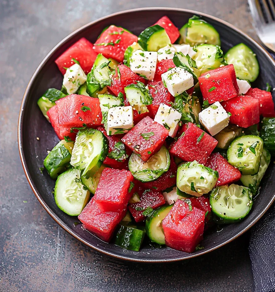 Watermelon Cucumber Salad Recipe