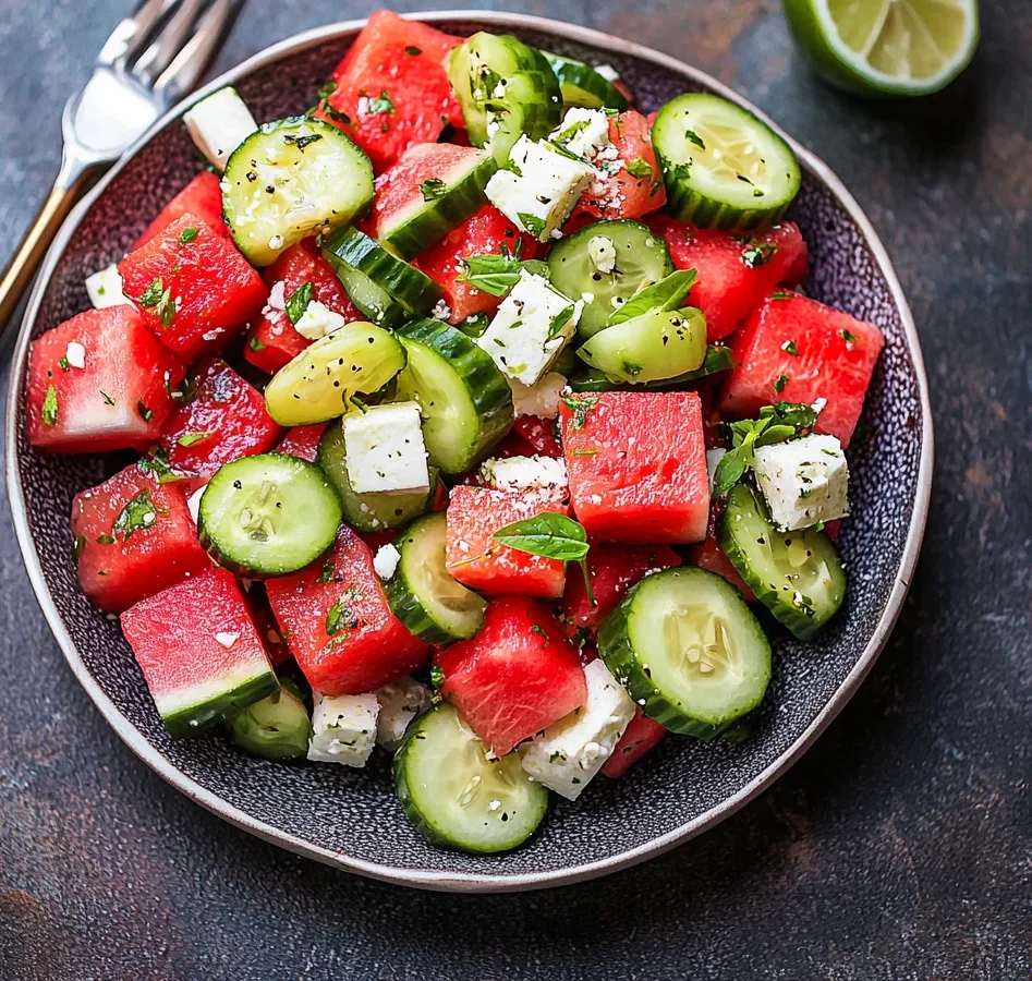 Watermelon Cucumber Salad Recipe