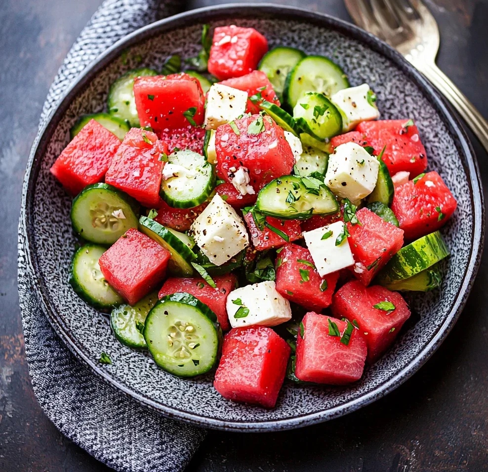Watermelon Cucumber Salad Recipe