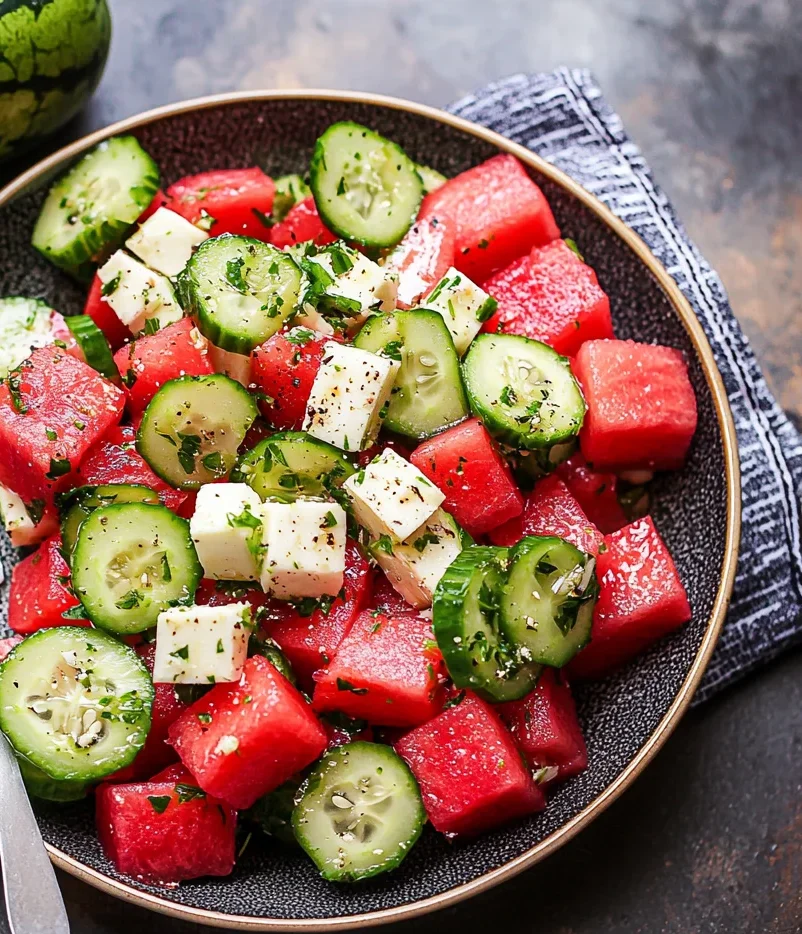Watermelon Cucumber Salad Recipe