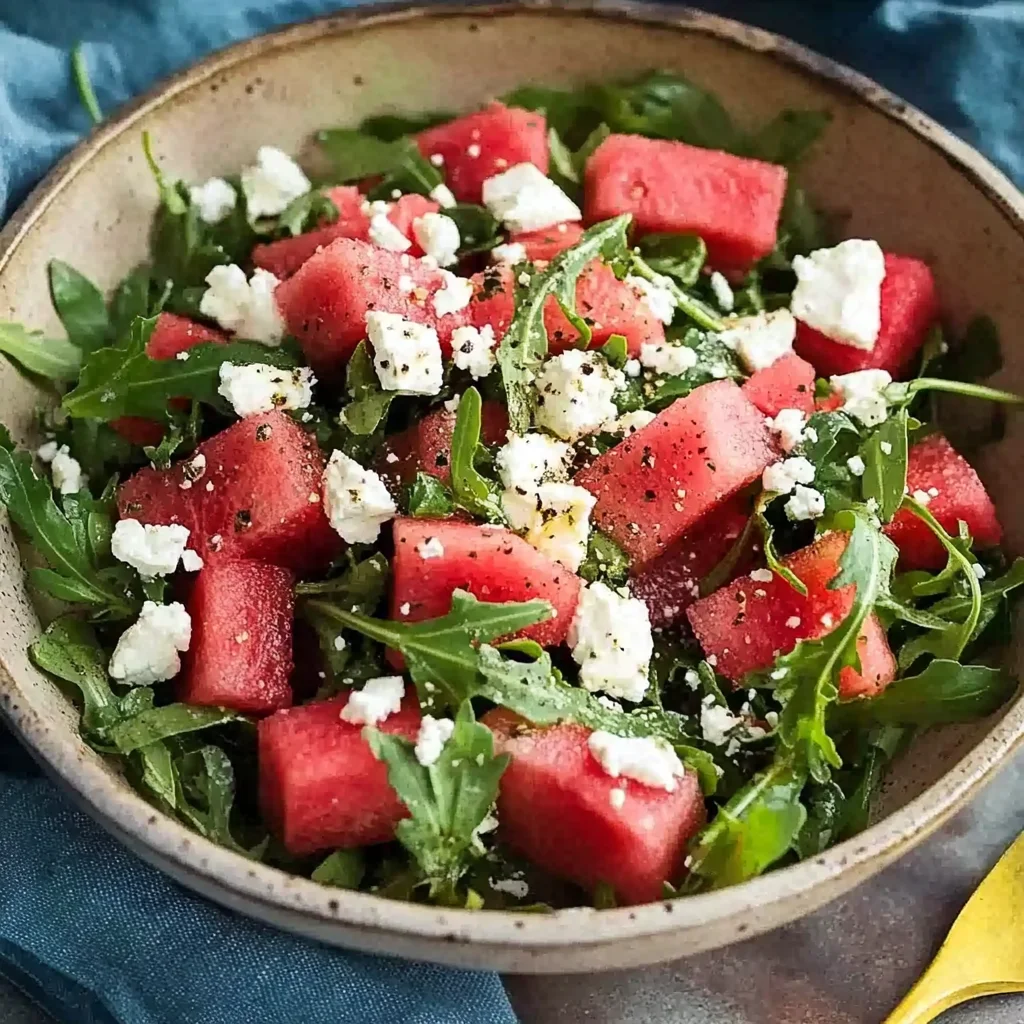 Watermelon Salad with Arugula, Feta, & Fresh Herbs
