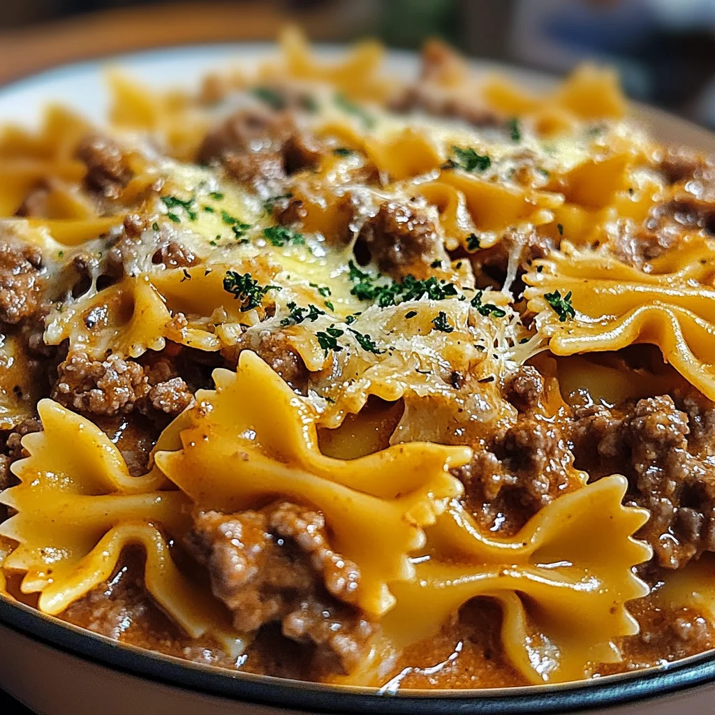 Cheesy Beef Bowtie Pasta with Garlic Butter Delights You!