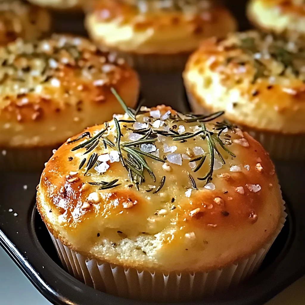 Easy Garlic Rosemary Focaccia Muffins