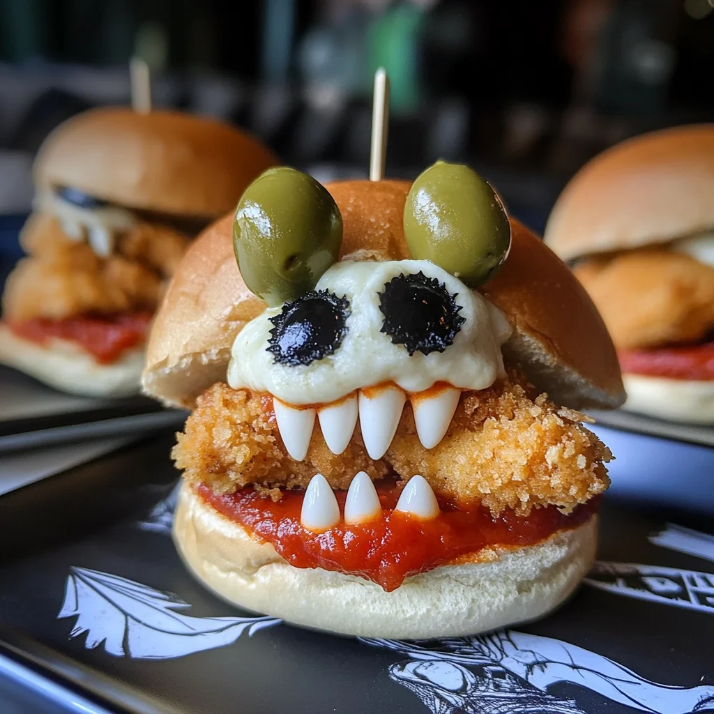 Halloween Chicken Parm Sliders