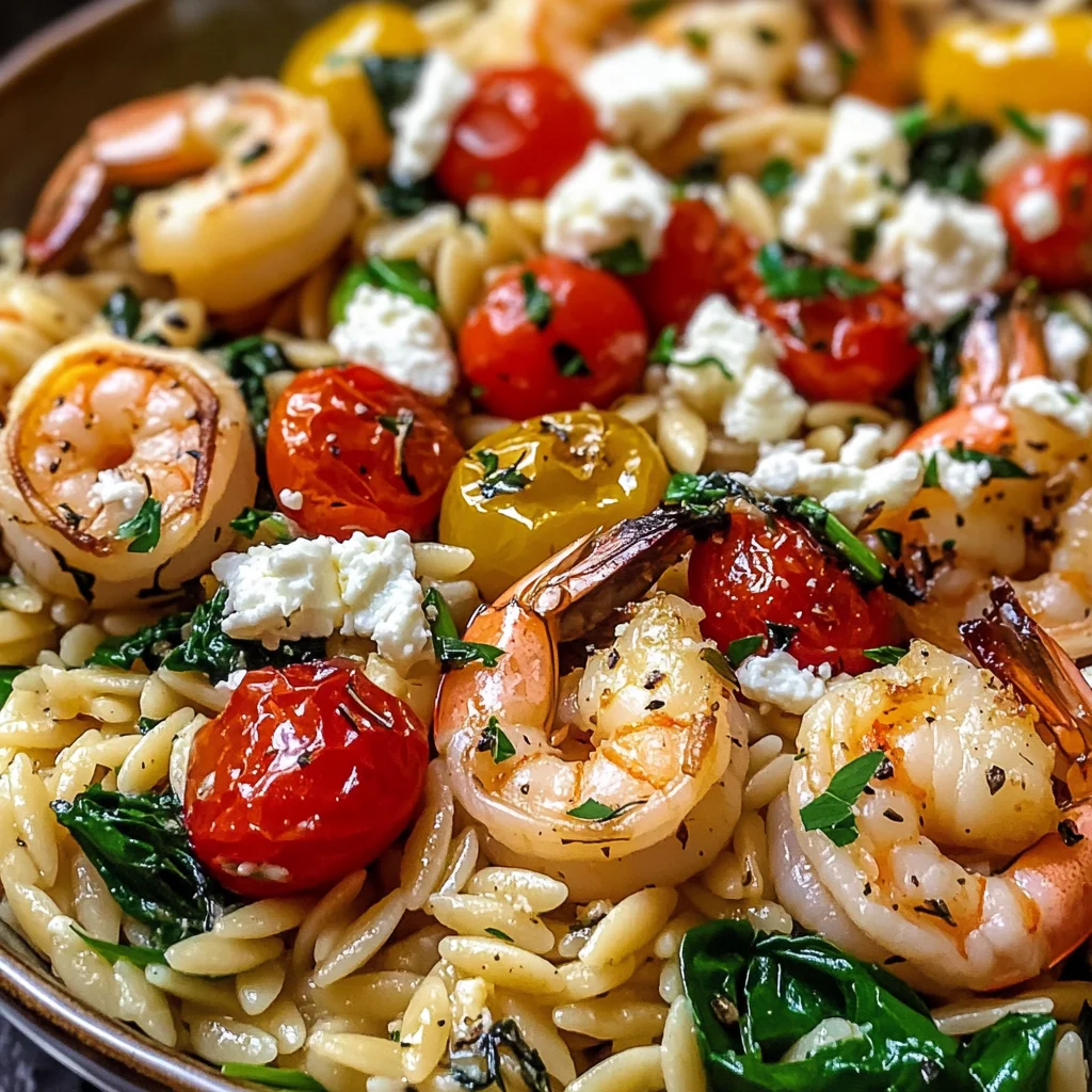 Lemon Feta Orzo Shrimp