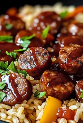 One Pan Sweet And Tangy Bbq Sausage Rice