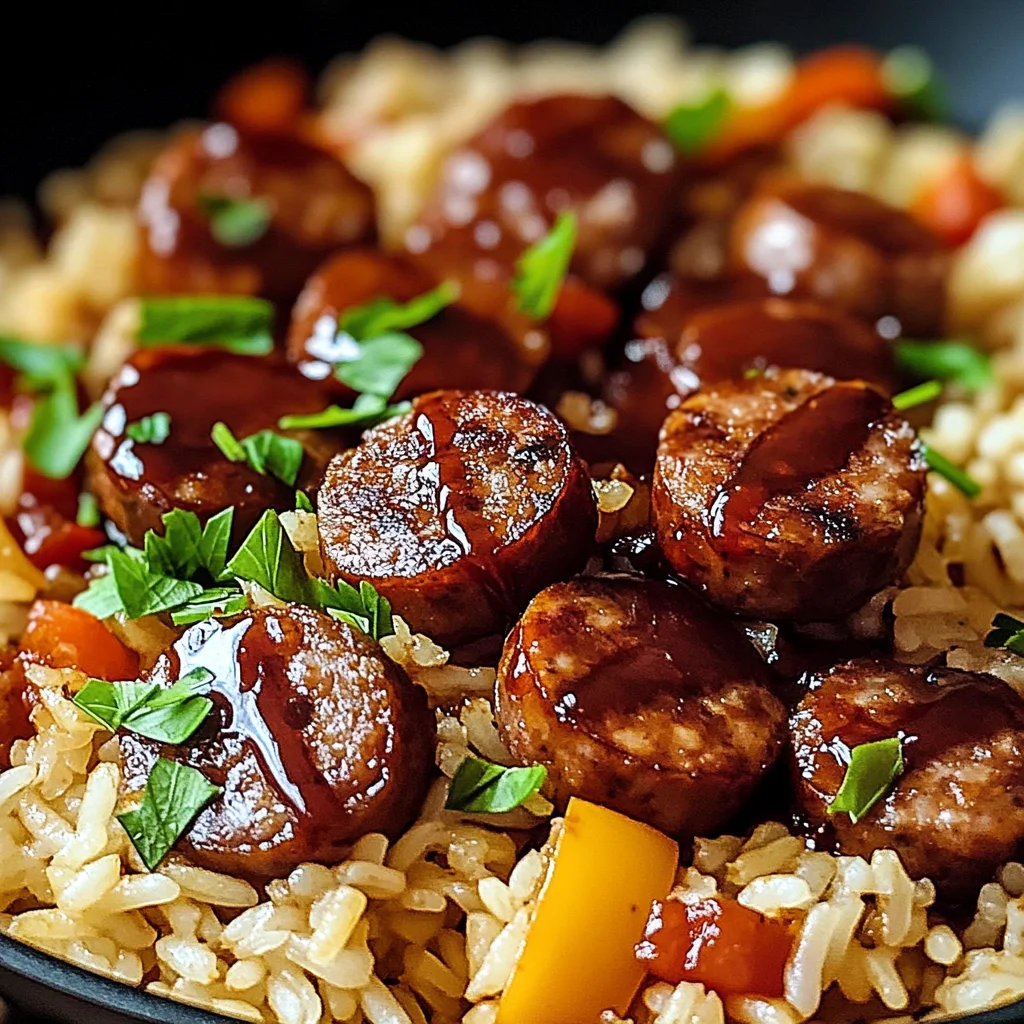 One Pan Sweet And Tangy Bbq Sausage Rice