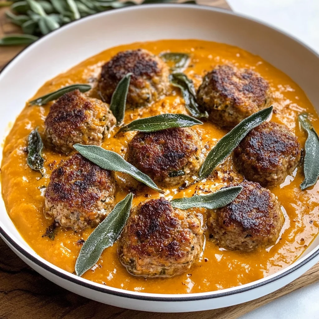 Turkey Meatballs in Pumpkin Sage Sauce