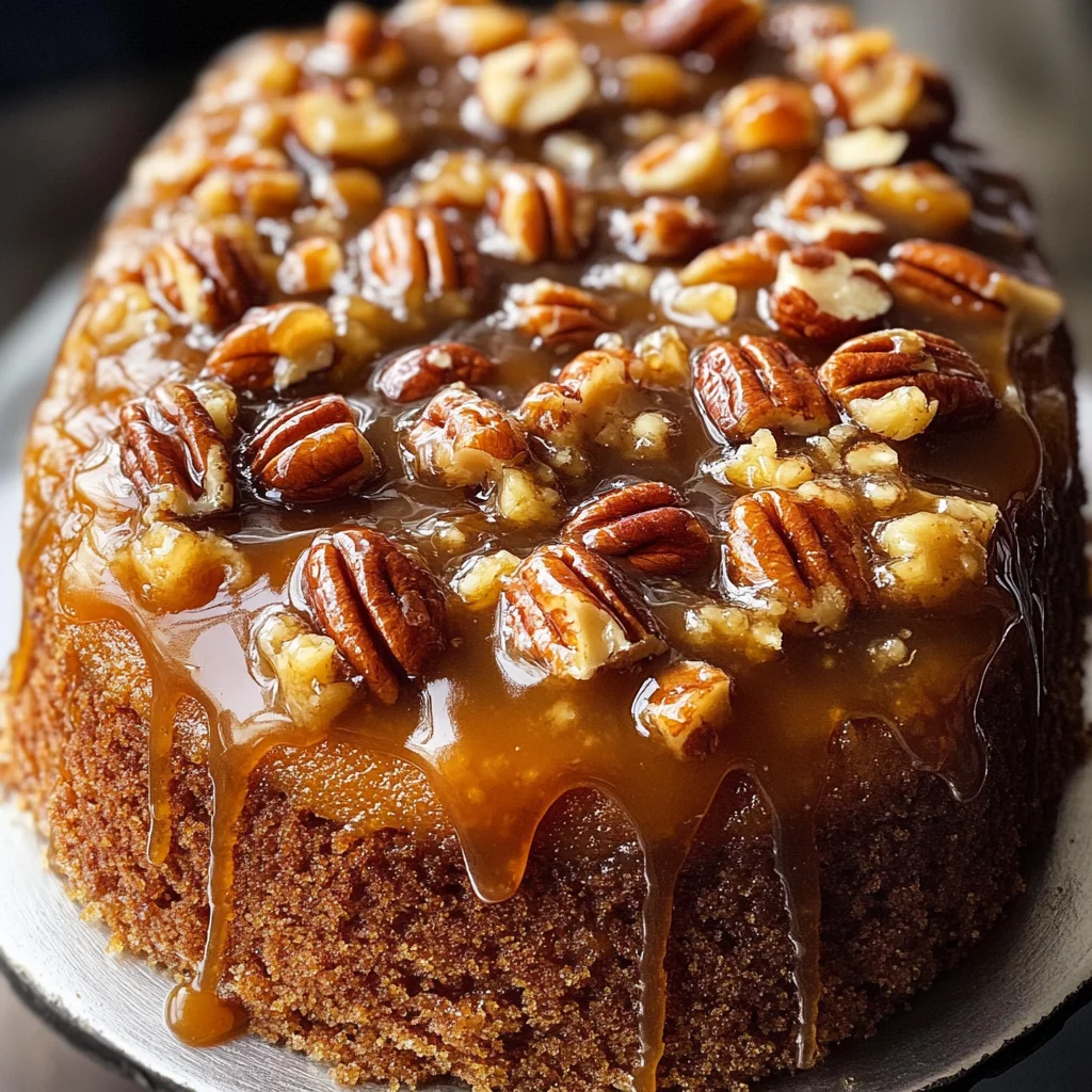 Upside-Down Caramel Pecan Cake