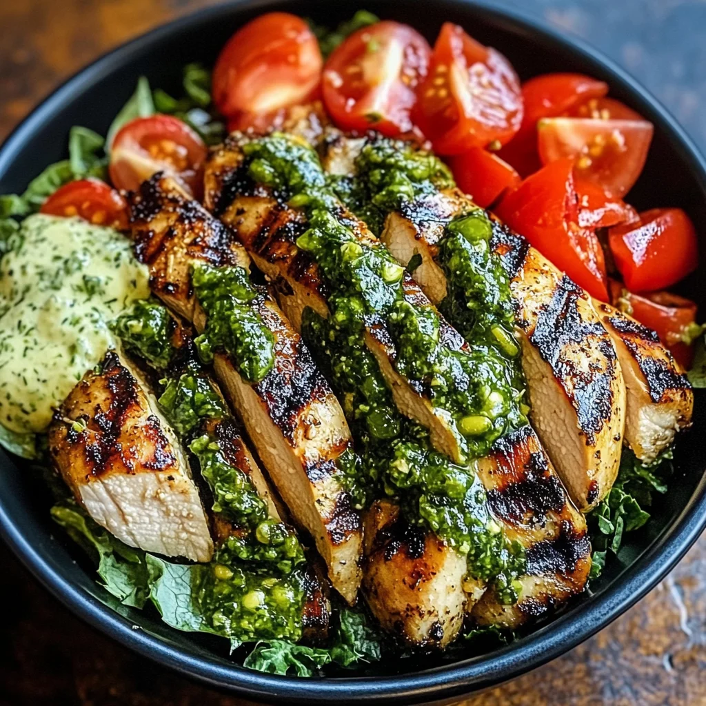 Chimichurri Grilled Chicken Bowl with Garlic Sauce