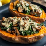 Creamy Mushroom and Spinach Stuffed Sweet Potatoes