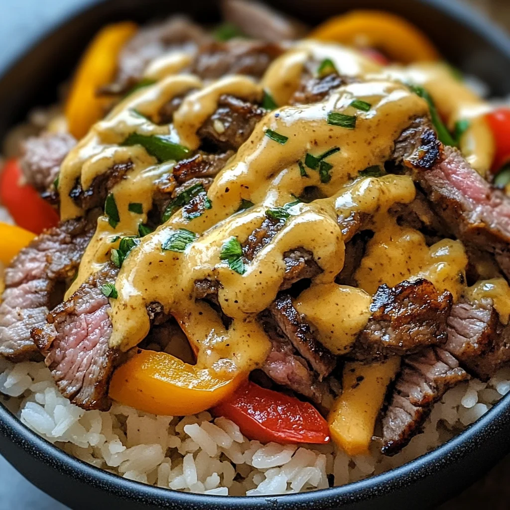High Protein Philly Cheesesteak Rice Bowls
